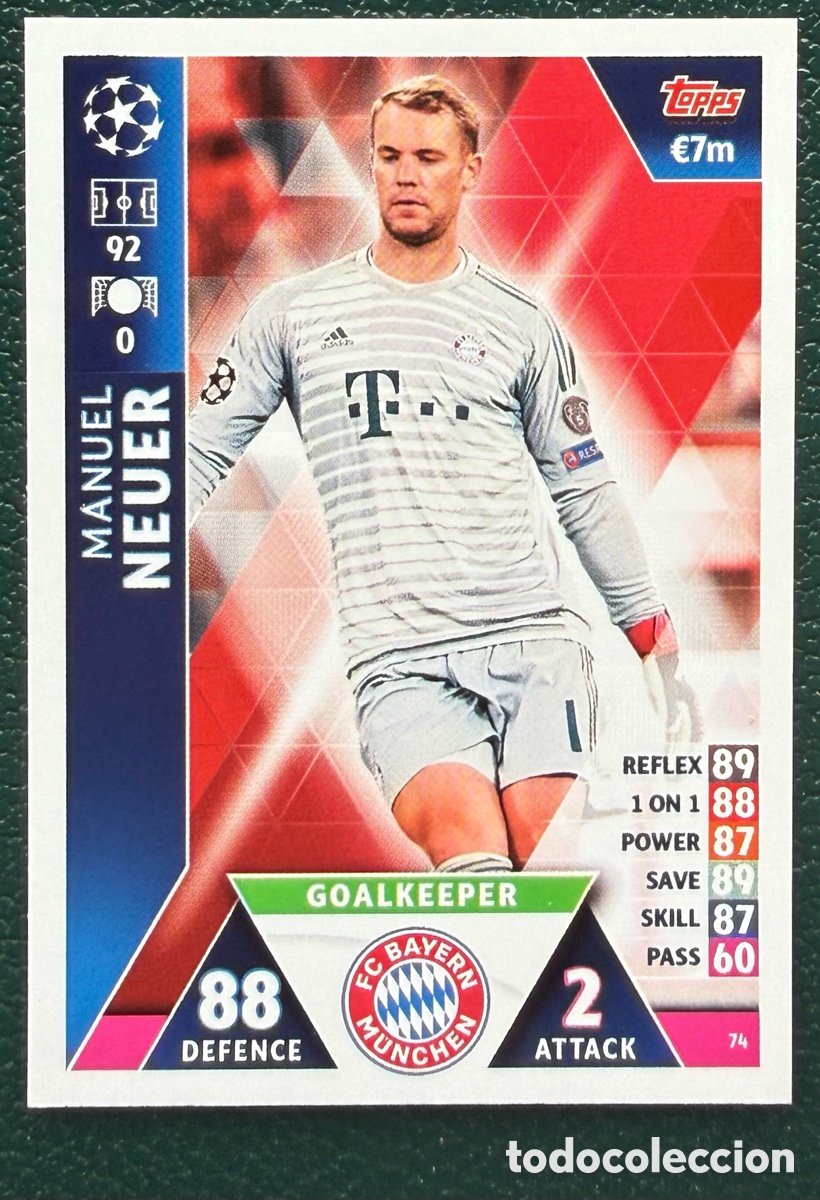 Cromos de F&uacute;tbol: 74 MANUEL NEUER FC BAYERN MUNICH FICHAS ALBUM MATCH ATTAX CHAMPIONS TOPPS 2018 2019 18 19