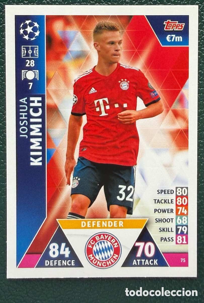 Cromos de F&uacute;tbol: 75 JOSHUA KIMMICH FC BAYERN MUNICH FICHAS ALBUM MATCH ATTAX CHAMPIONS TOPPS 2018 2019 18 19
