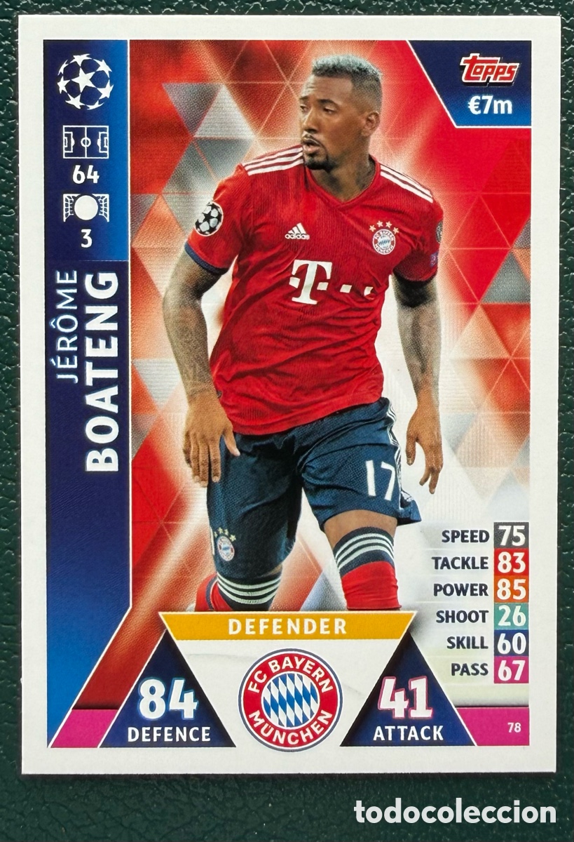 Cromos de F&uacute;tbol: 78 JEROME BOATENG FC BAYERN MUNICH FICHAS ALBUM MATCH ATTAX CHAMPIONS TOPPS 2018 2019 18 19
