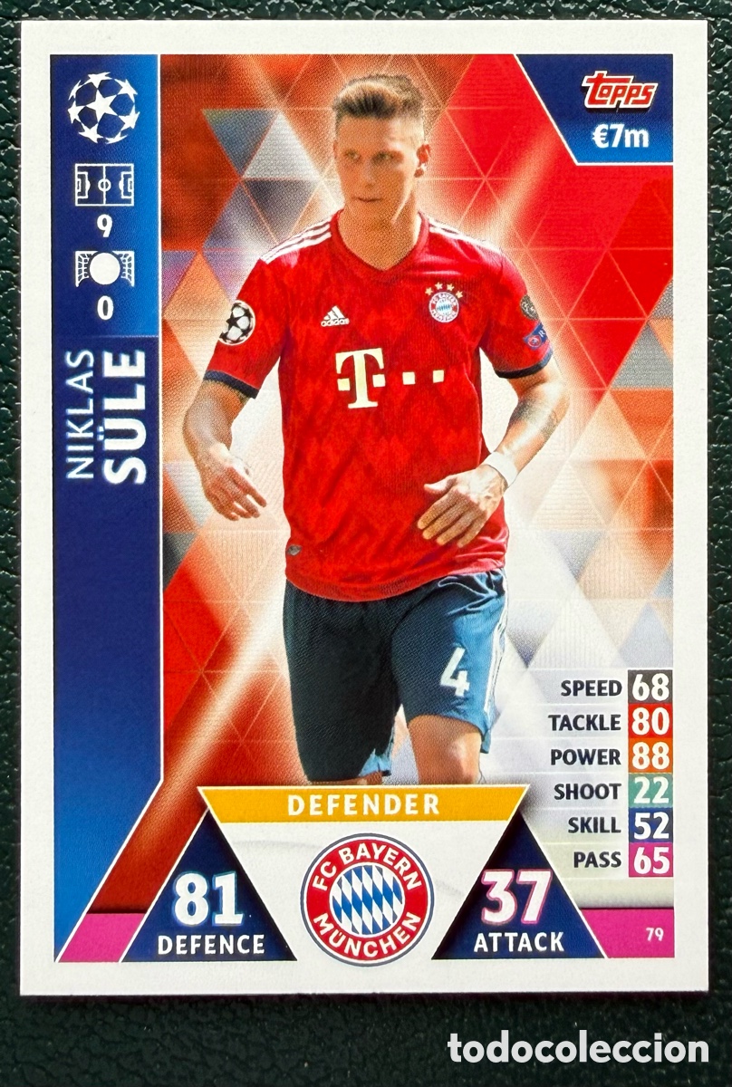 Cromos de Futebol: 79 NIKLAS SULE FC BAYERN MUNICH FICHAS ALBUM MATCH ATTAX CHAMPIONS TOPPS 2018 2019 18 19