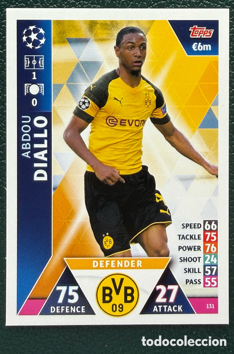 Football Stickers: 131 ABDOU DIALLO BORUSSIA DORTMUND FICHAS ALBUM MATCH ATTAX CHAMPIONS TOPPS 2018 2019 18 19