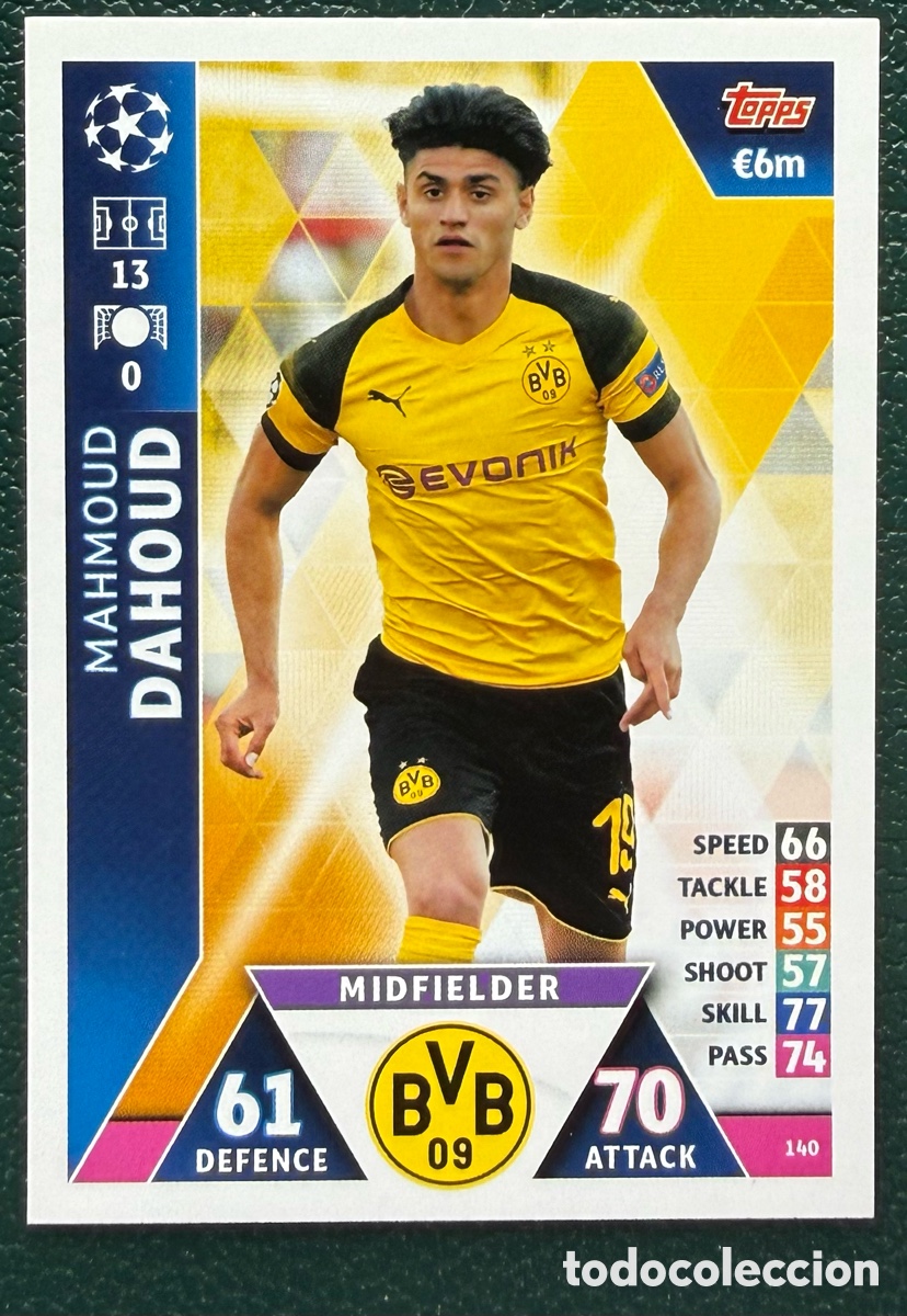 Football Stickers: 140 MAHMOUD DAHOUD BORUSSIA DORTMUND FICHAS ALBUM MATCH ATTAX CHAMPIONS TOPPS 2018 2019 18 19