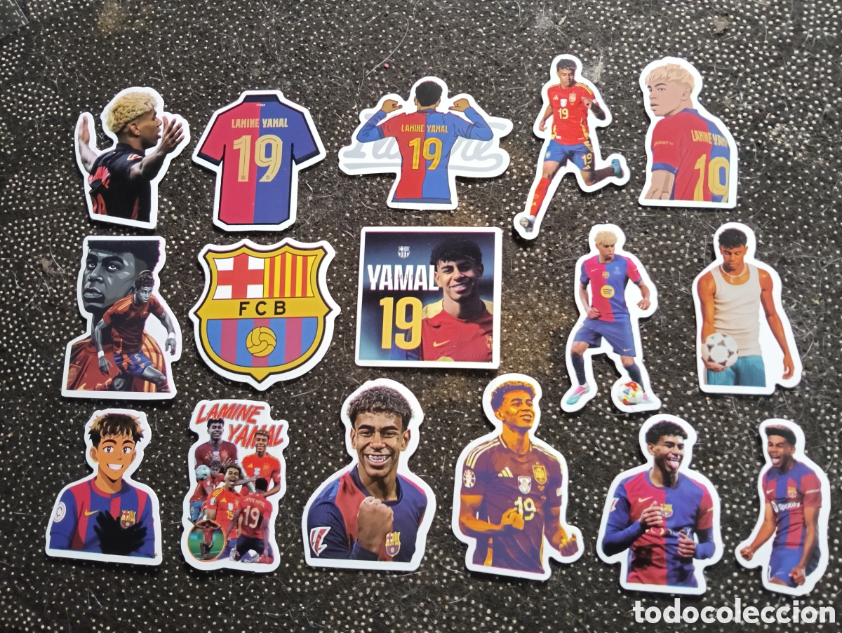 Cromos de F&uacute;tbol: Lote de 16 cromos de LAMINE YAMAL, en muy buen estado, nuestro pr&oacute;ximo as del deporte.