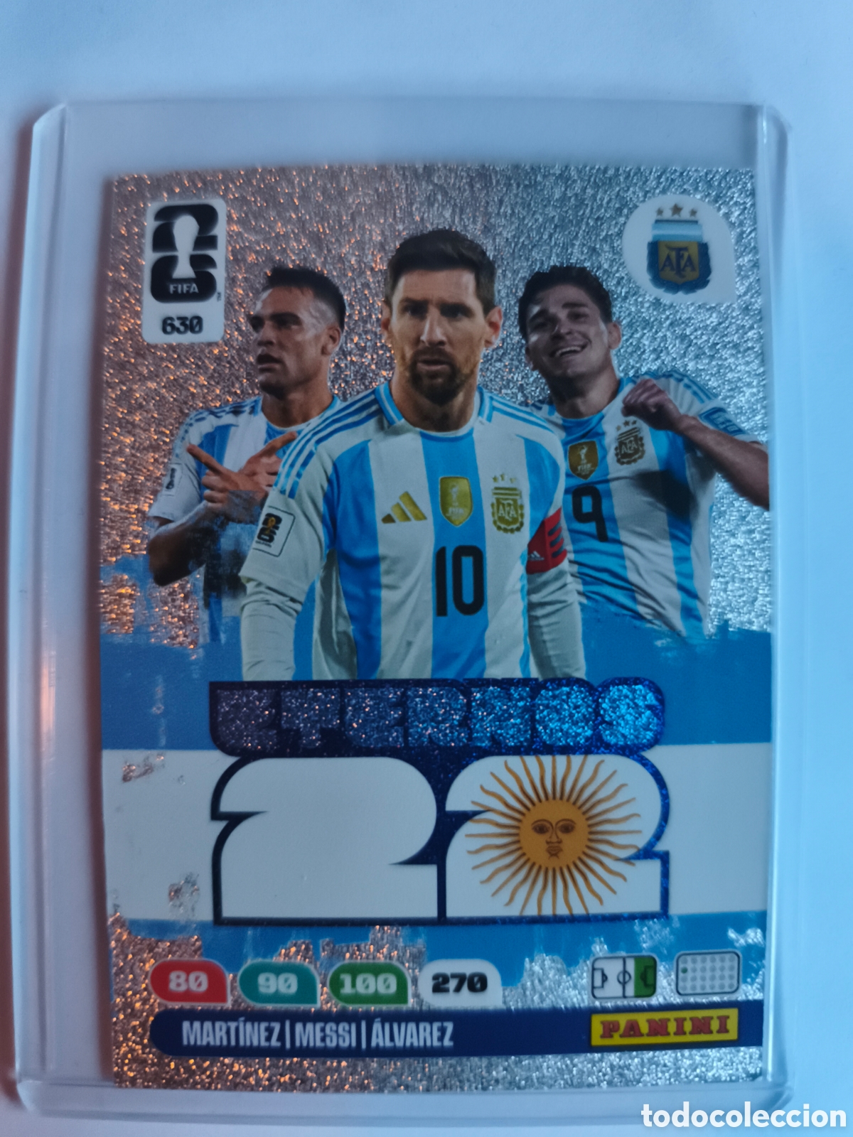 Cromos de F&uacute;tbol: FIFA WOLRD CUP ETERNOS 22 LAUTARO MARTINEZ,LIONEL MESSI Y ALVAREZ