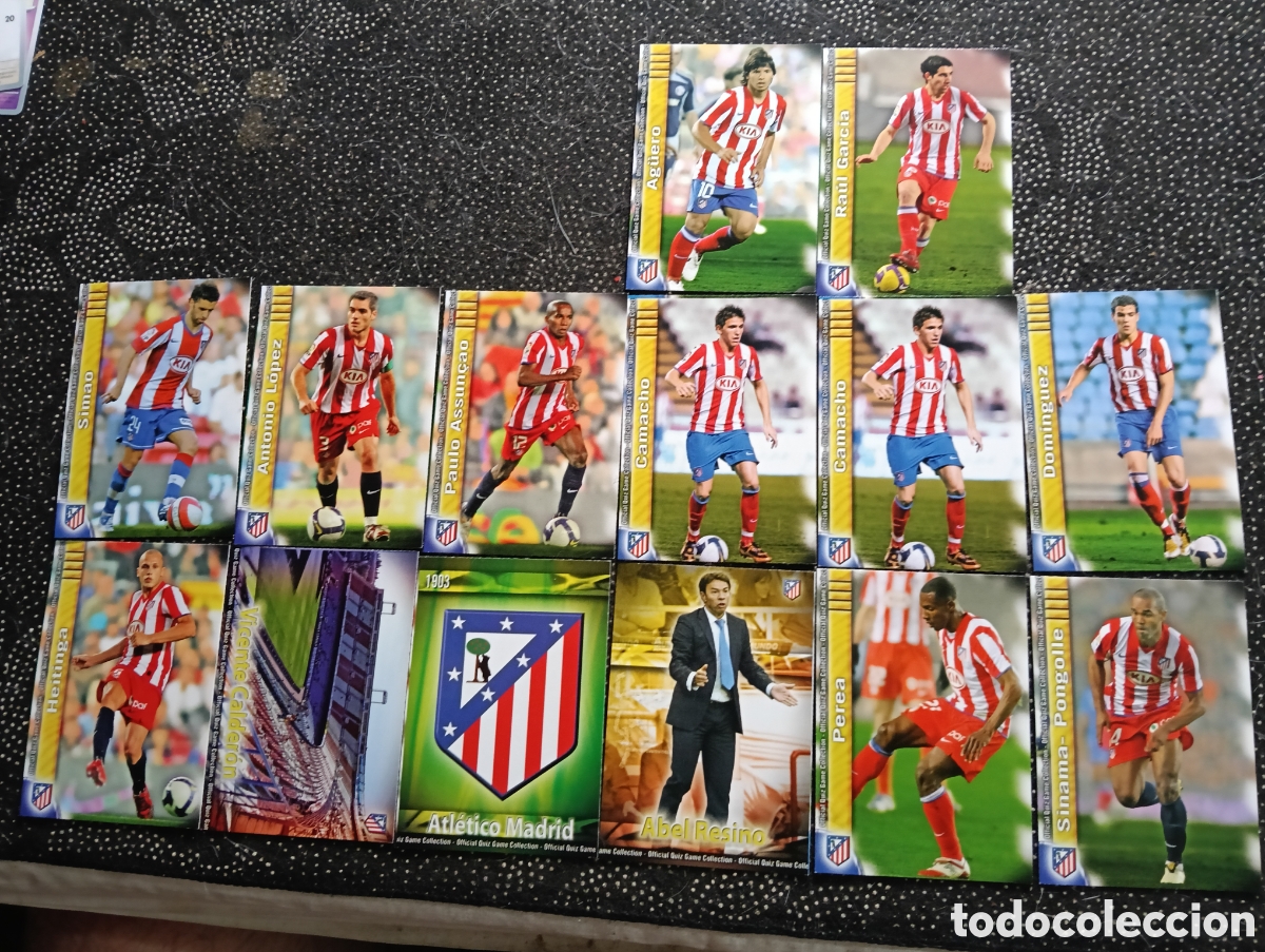 Football Stickers: 14 cromos diferentes del ATL&Eacute;TICO DE MADRID liga 2009-10, en buen estado