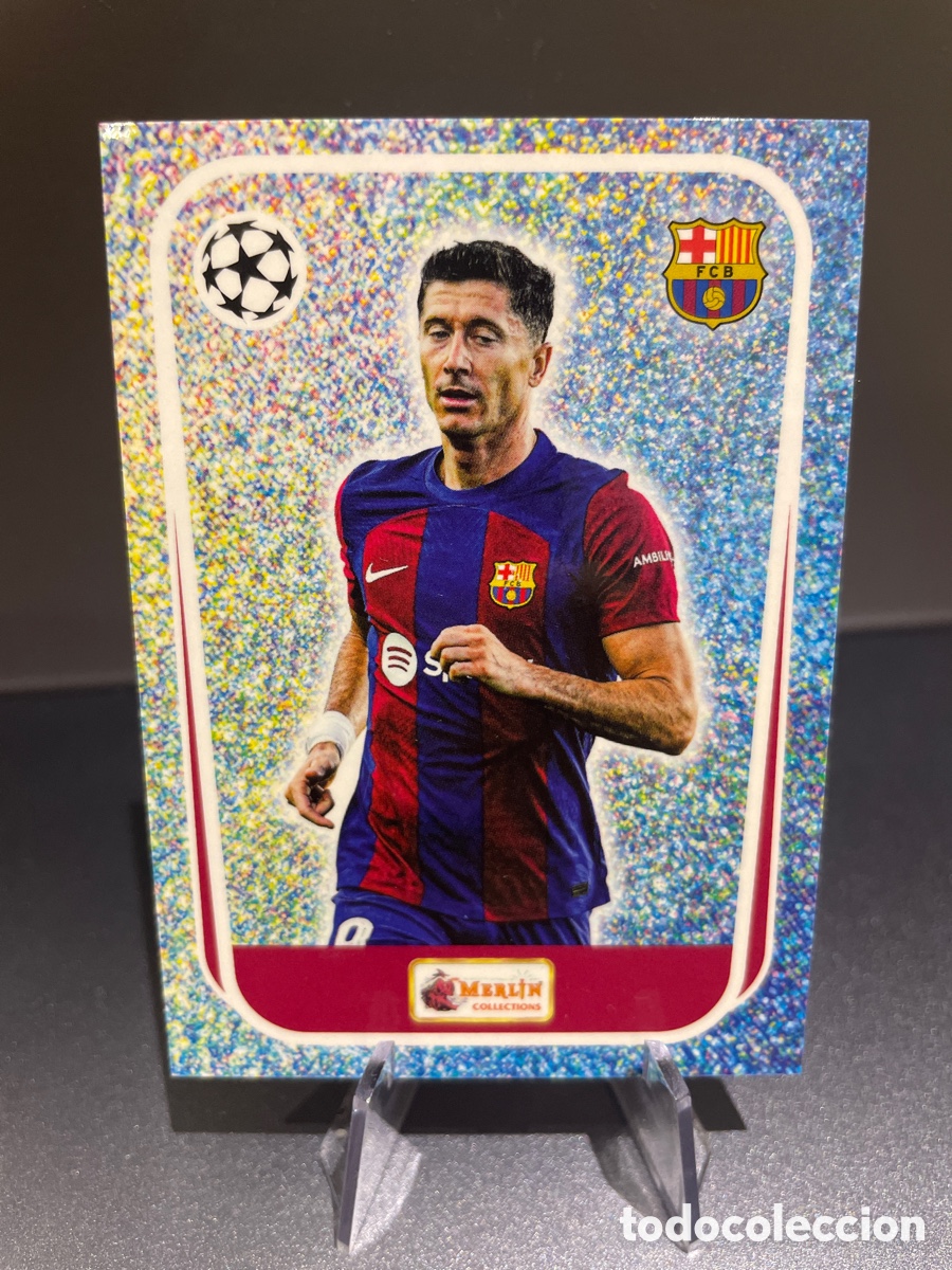 Cromos de F&uacute;tbol: Lewandowski 99 Most Wanted Topps Merlin Heritage 2023 FC Barcelona