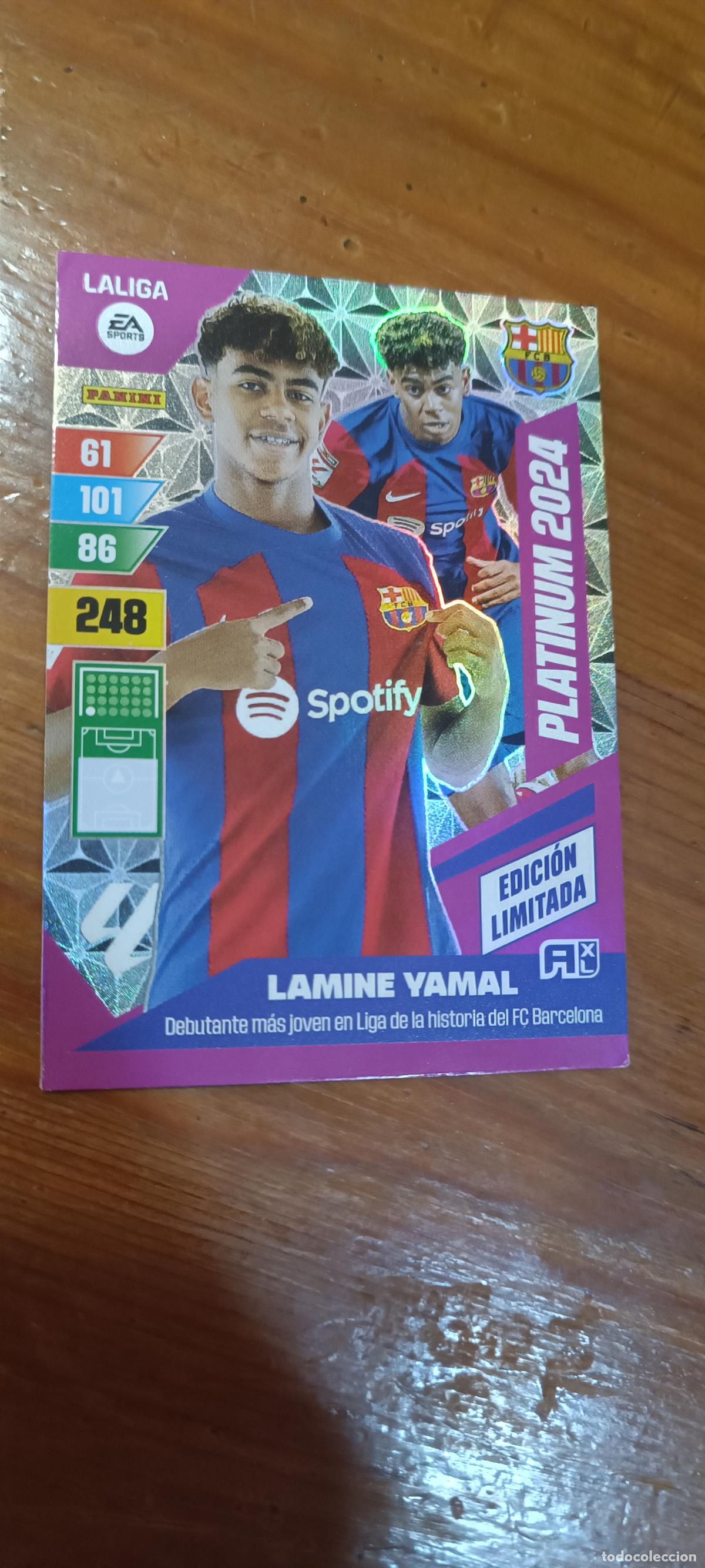 Cromos de F&uacute;tbol: Adrenalyn XL 23 24 2023 2024 - Lamine Yamal FC Barcelona Platinum Edici&oacute;n Limitada