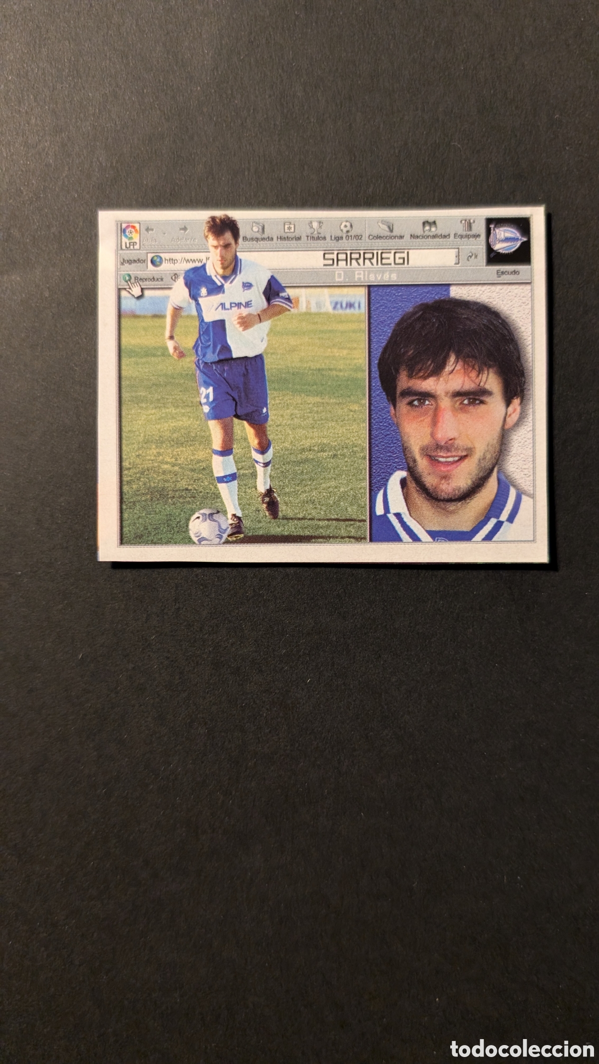 Cromos de F&uacute;tbol: SARRIEGI ALAVES LIGA ESTE 2001/02 01 02 RECORTADO