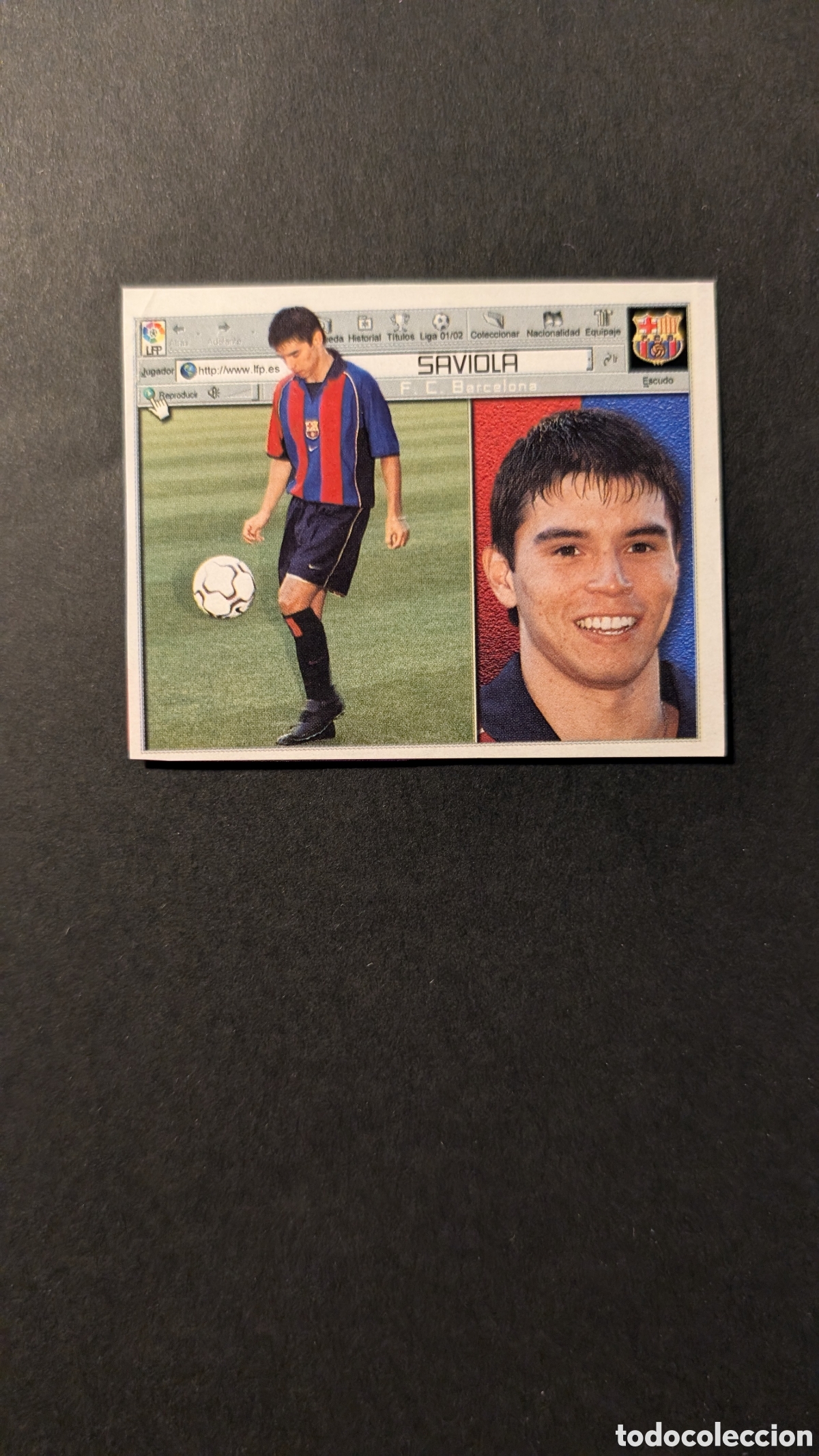 Cromos de F&uacute;tbol: SAVIOLA BARCELONA LIGA ESTE 2001/02 01 02 RECORTADO