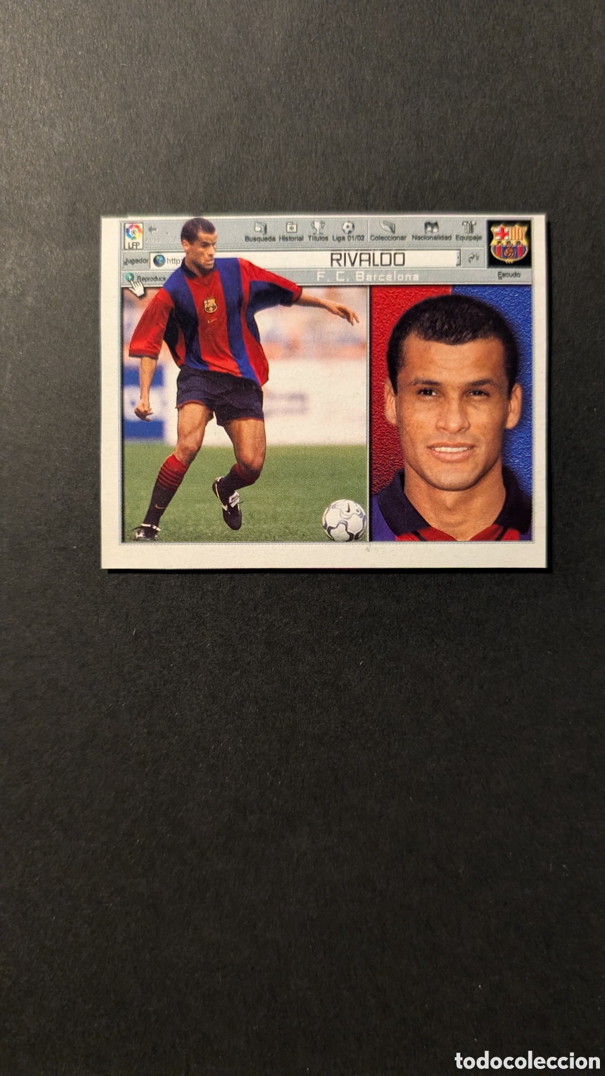 Cromos de F&uacute;tbol: RIVALDO BARCELONA LIGA ESTE 2001/02 01 02 RECORTADO