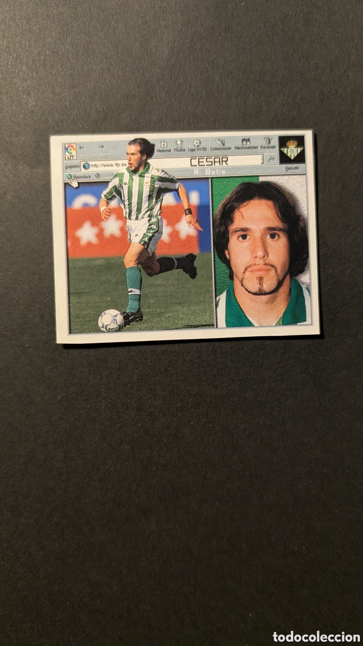 Cromos de F&uacute;tbol: CESAR BETIS LIGA ESTE 2001/02 01 02 RECORTADO
