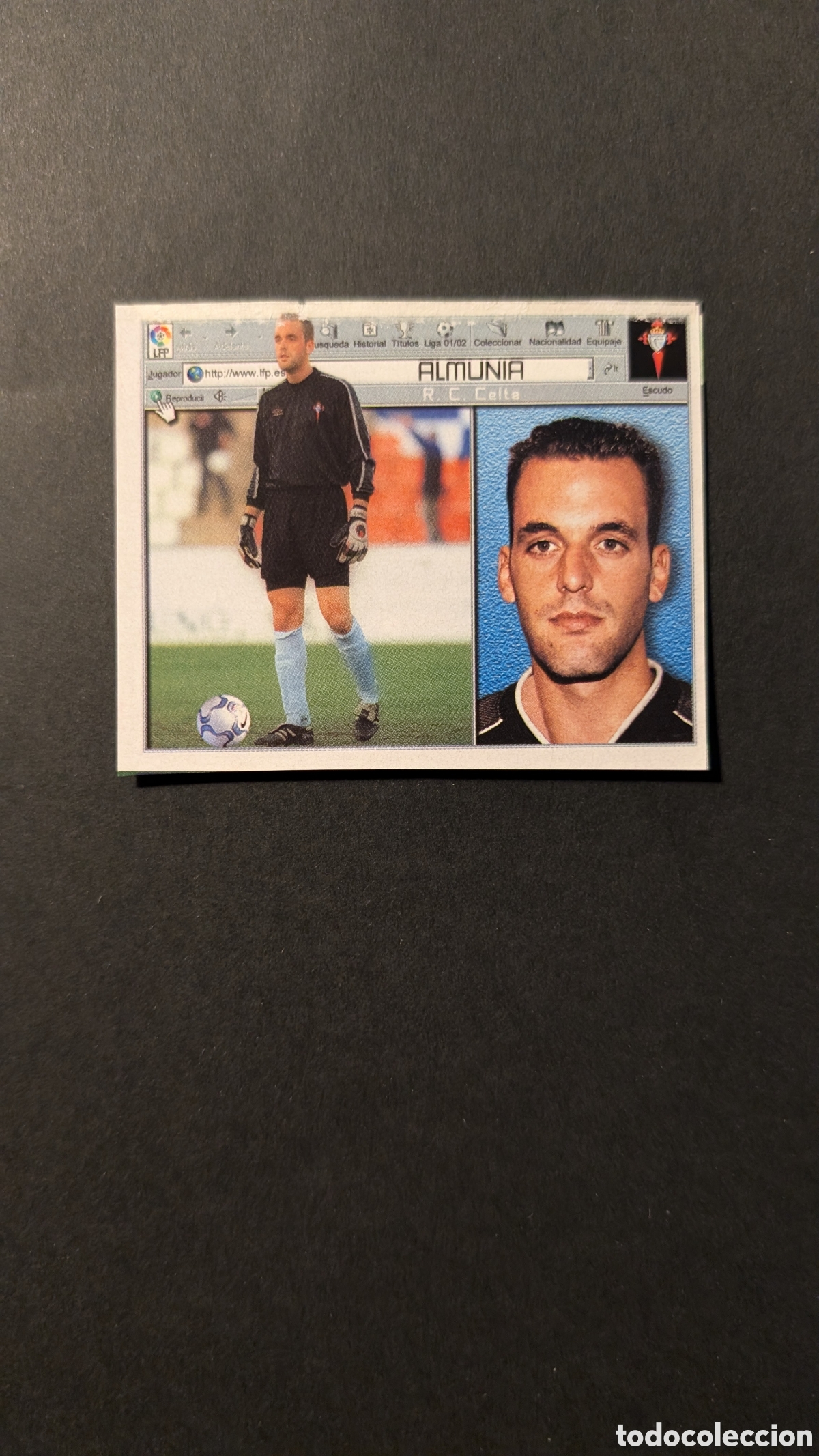 Cromos de F&uacute;tbol: ALMUNIA CELTA LIGA ESTE 2001/02 01 02 RECORTADO