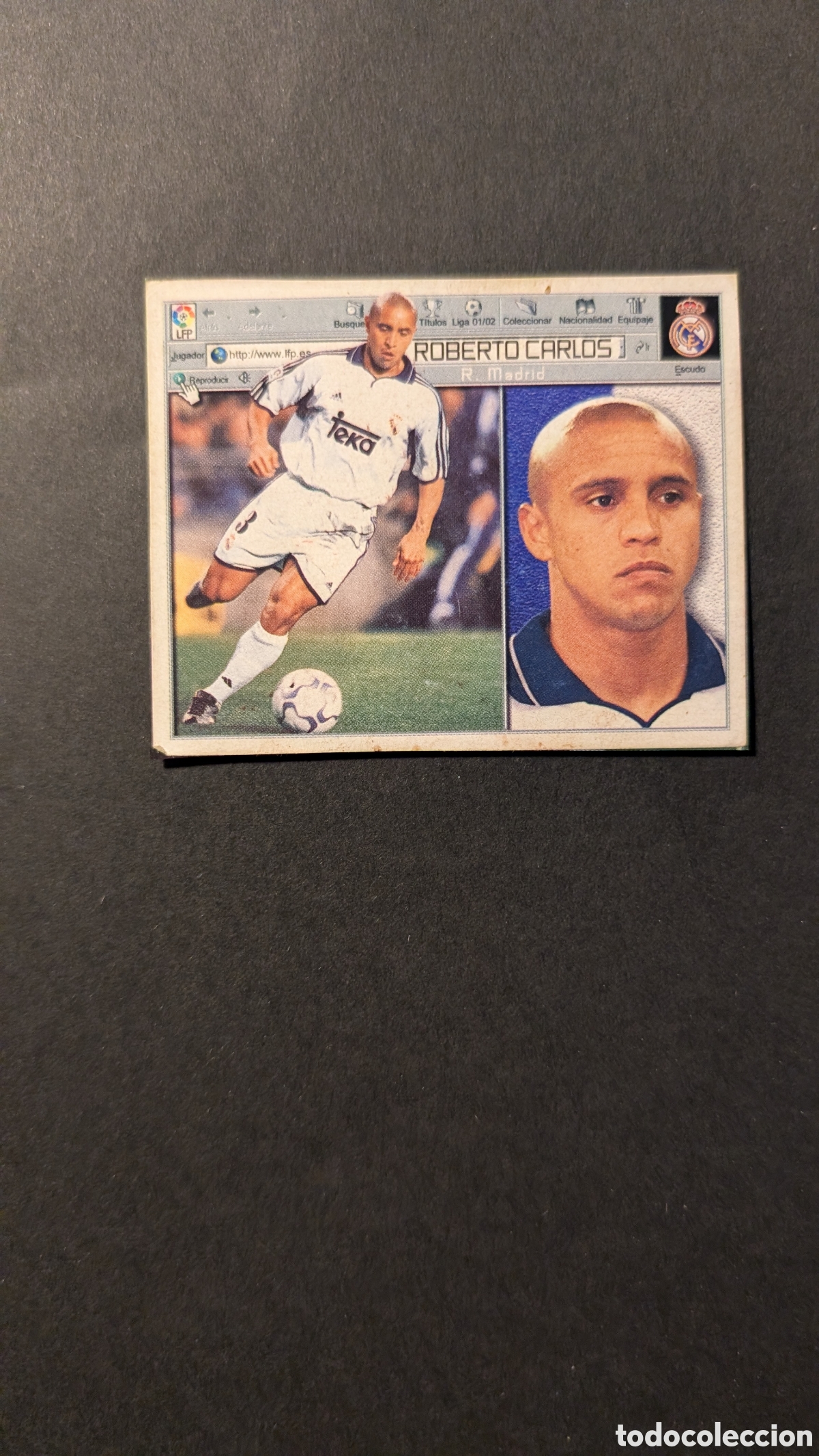 Cromos de F&uacute;tbol: ROBERTO CARLOS REAL MADRID LIGA ESTE 2001/02 01 02 RECORTADO