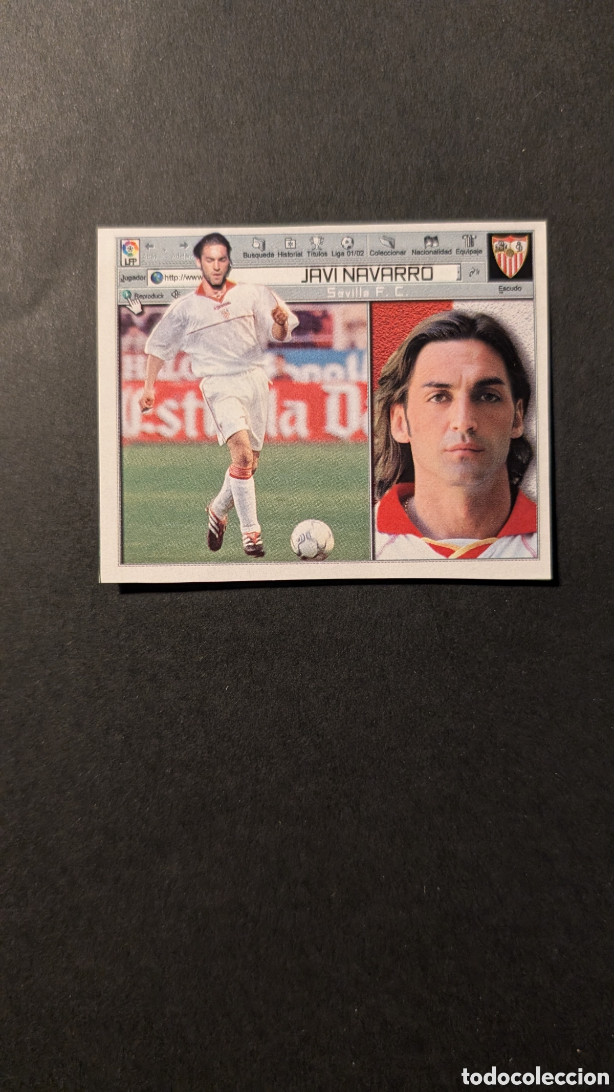 Cromos de F&uacute;tbol: JAVI NAVARRO SEVILLA LIGA ESTE 2001/02 01 02 RECORTADO