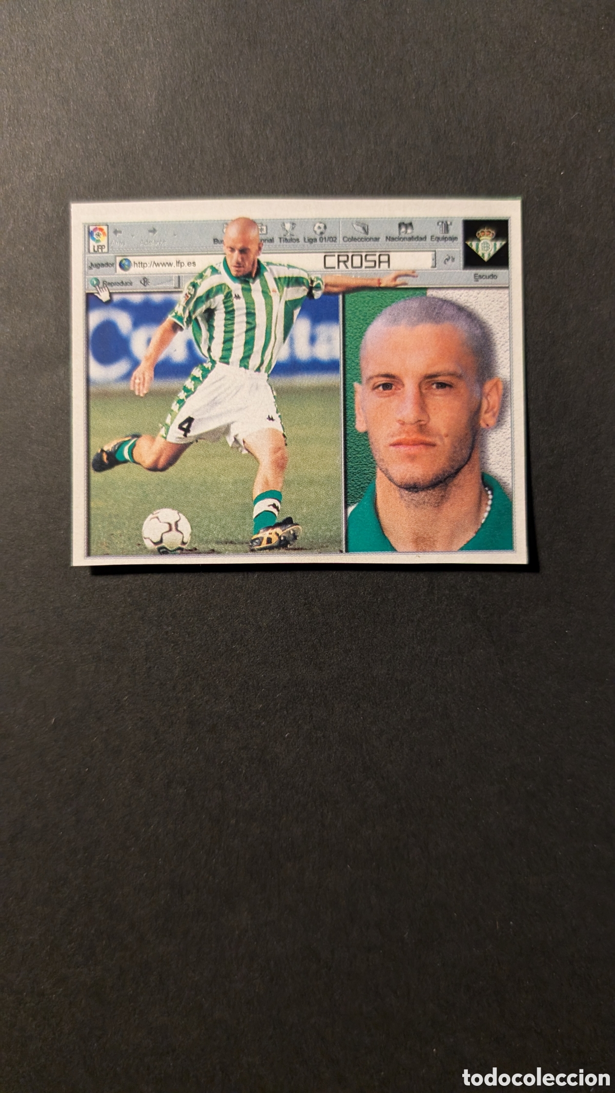 Cromos de F&uacute;tbol: CROSA BETIS COLOCA LIGA ESTE 2001/02 01 02 RECORTADO