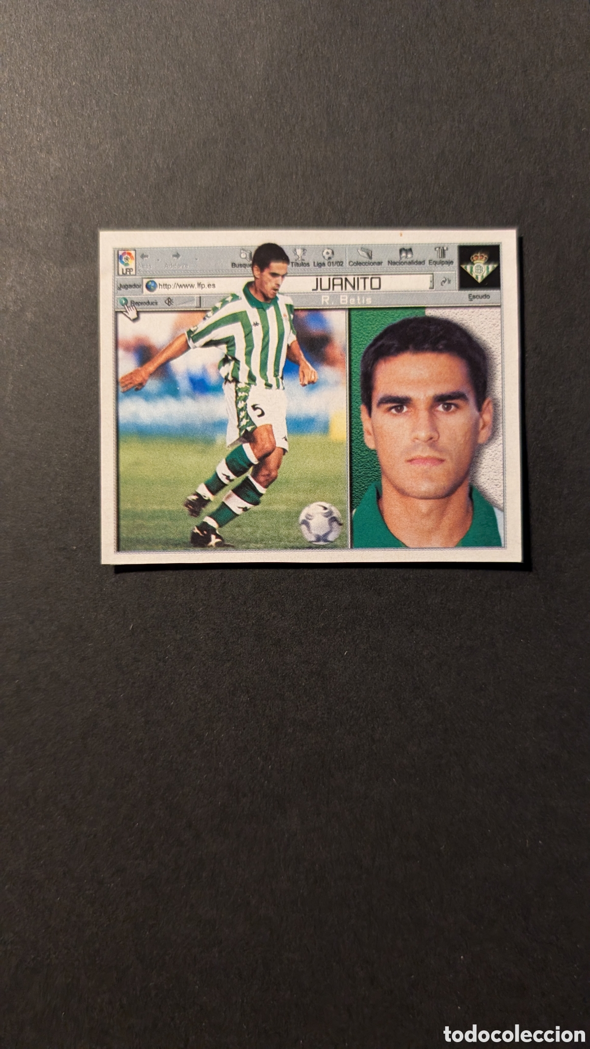 Cromos de F&uacute;tbol: JUANITO BETIS COLOCA LIGA ESTE 2001/02 01 02 RECORTADO