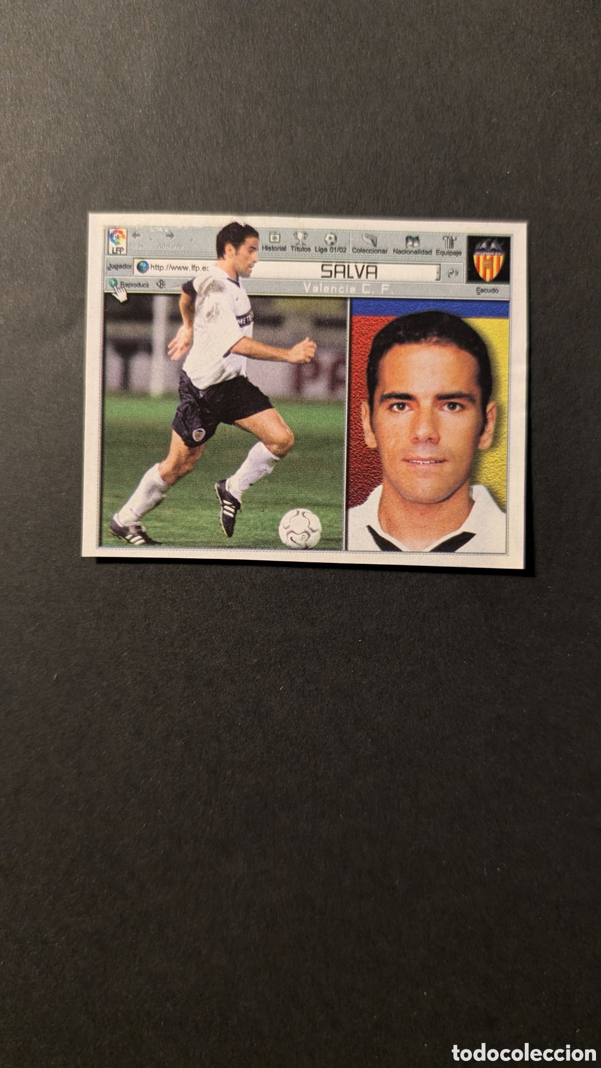 Cromos de F&uacute;tbol: SALVA VALENCIA COLOCA LIGA ESTE 2001/02 01 02 RECORTADO