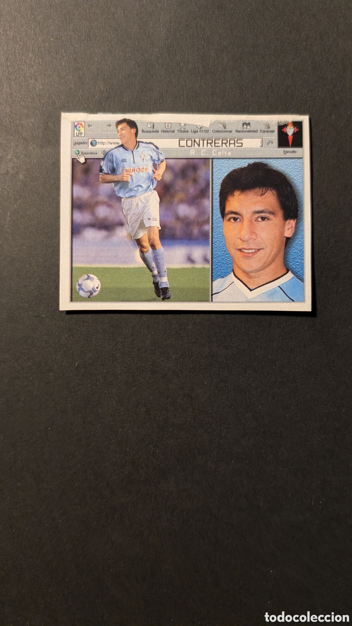 Cromos de F&uacute;tbol: CONTRERAS CELTA FICHAJE 14 LIGA ESTE 2001/02 01 02 RECORTADO