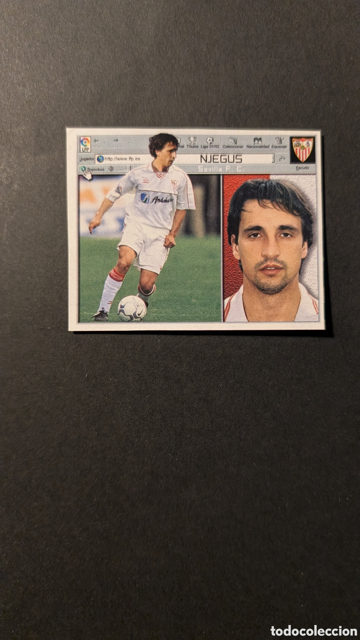 Cromos de F&uacute;tbol: NJEGUS SEVILLA FICHAJE 20 LIGA ESTE 2001/02 01 02 RECORTADO