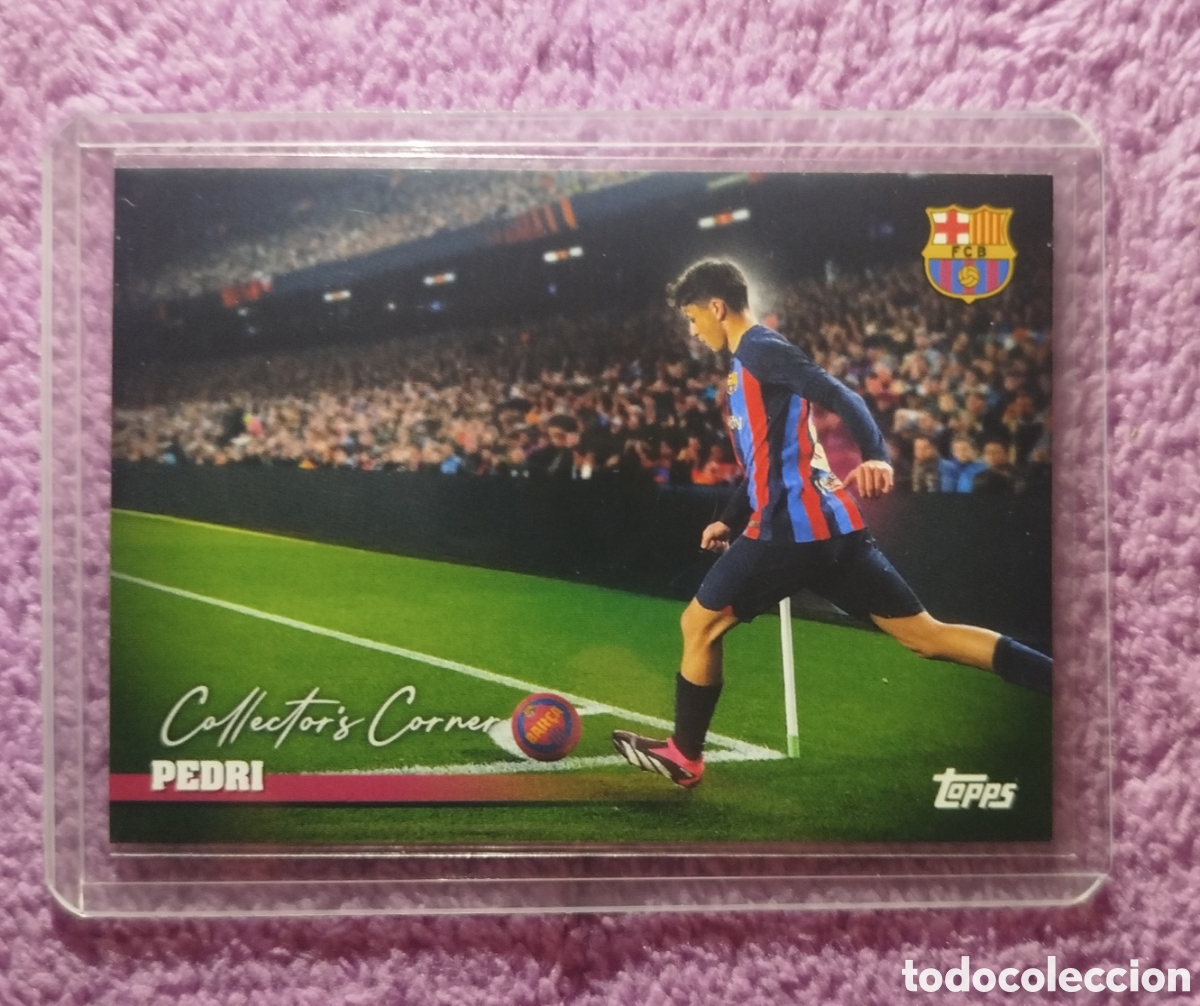 Cromos de F&uacute;tbol: Cromo de futbol. Pedri sacando un corner.