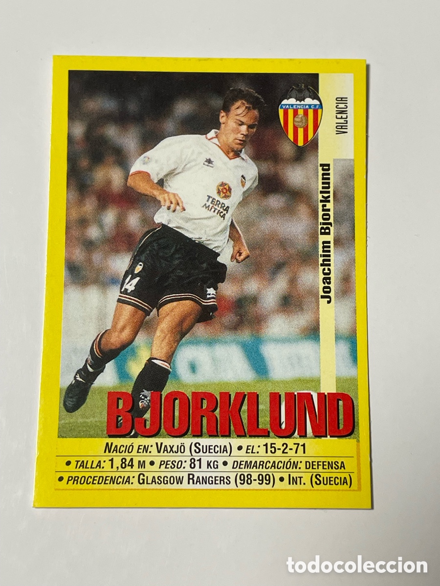 Cromos de F&uacute;tbol: Joachim Bjorklund Valencia Panini 1999/2000 #63