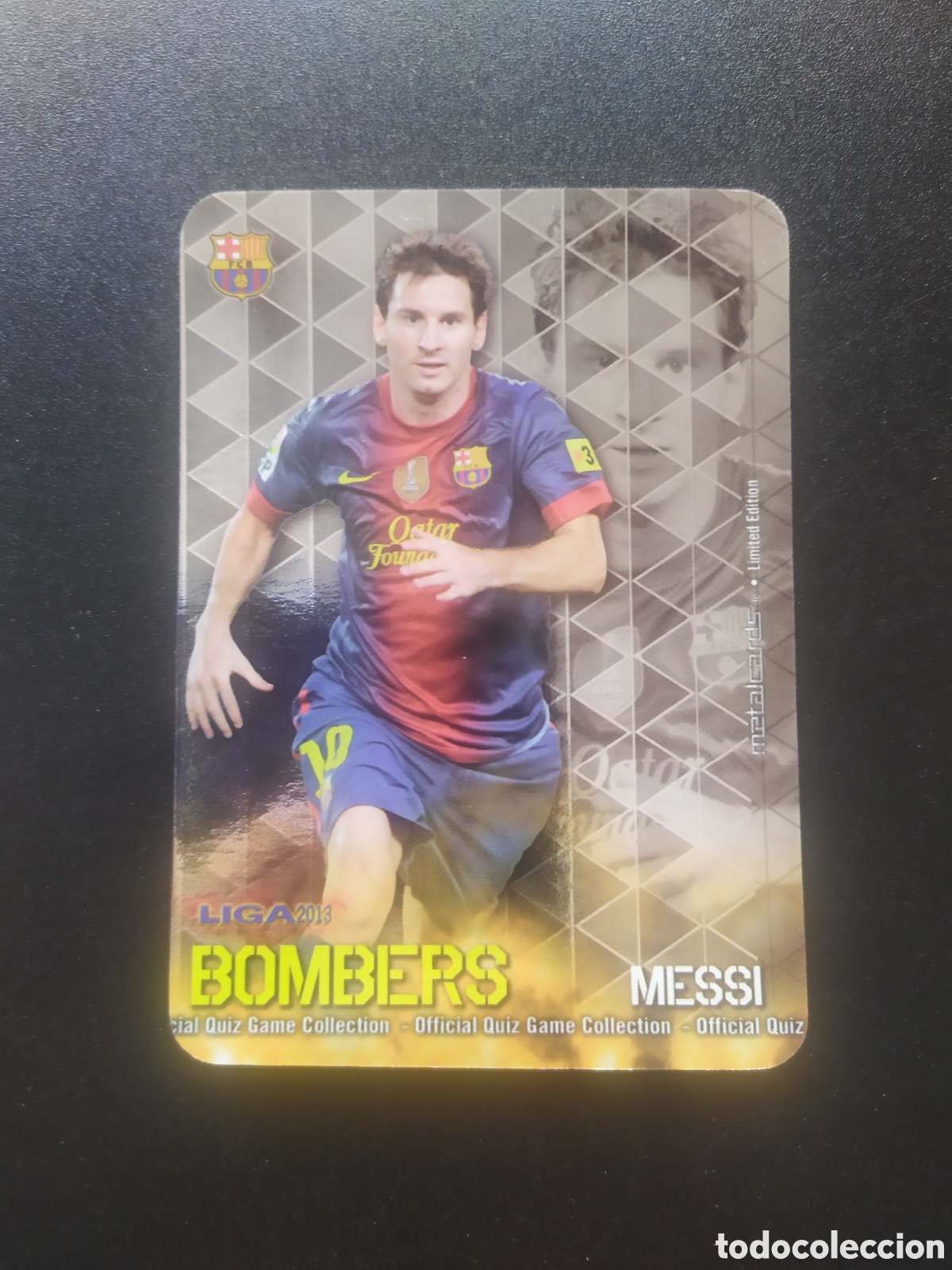 Cromos de F&uacute;tbol: Mundicromo fichas Liga 2012 2013 12 13 Messi bombers limited edition liso Barcelona