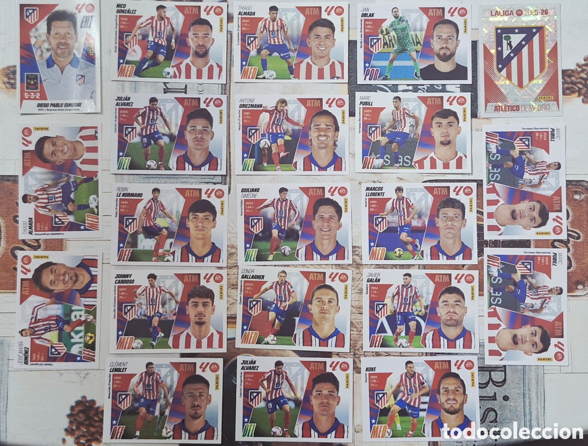 Cromos de F&uacute;tbol: Lote 21 cromos Atl&eacute;tico de Madrid - liga este 2025 2026