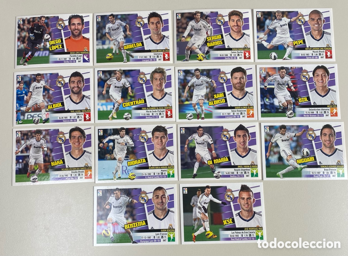 Cromos de F&uacute;tbol: Lote 14 cromos REAL MADRID Liga Este 13 14