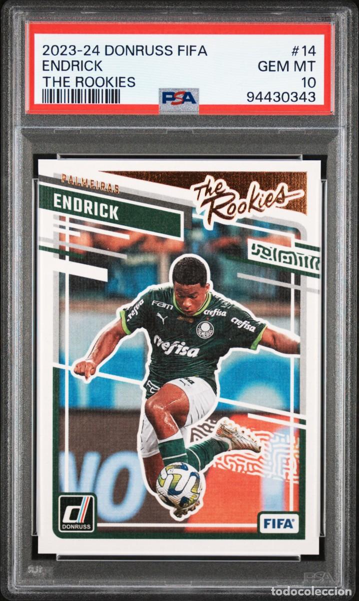 Cromos de F&uacute;tbol: Rookie Endrick #14 Palmeiras Panini Donruss Fifa The Rookies 2023 24 PSA 10