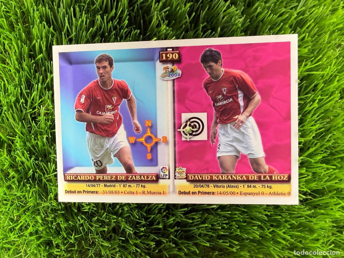 Cromos de F&uacute;tbol: N&ordm; 190 Cuadrado - Angulo - Karanka - Richi Real Murcia Mundicromo Top Liga 03 04