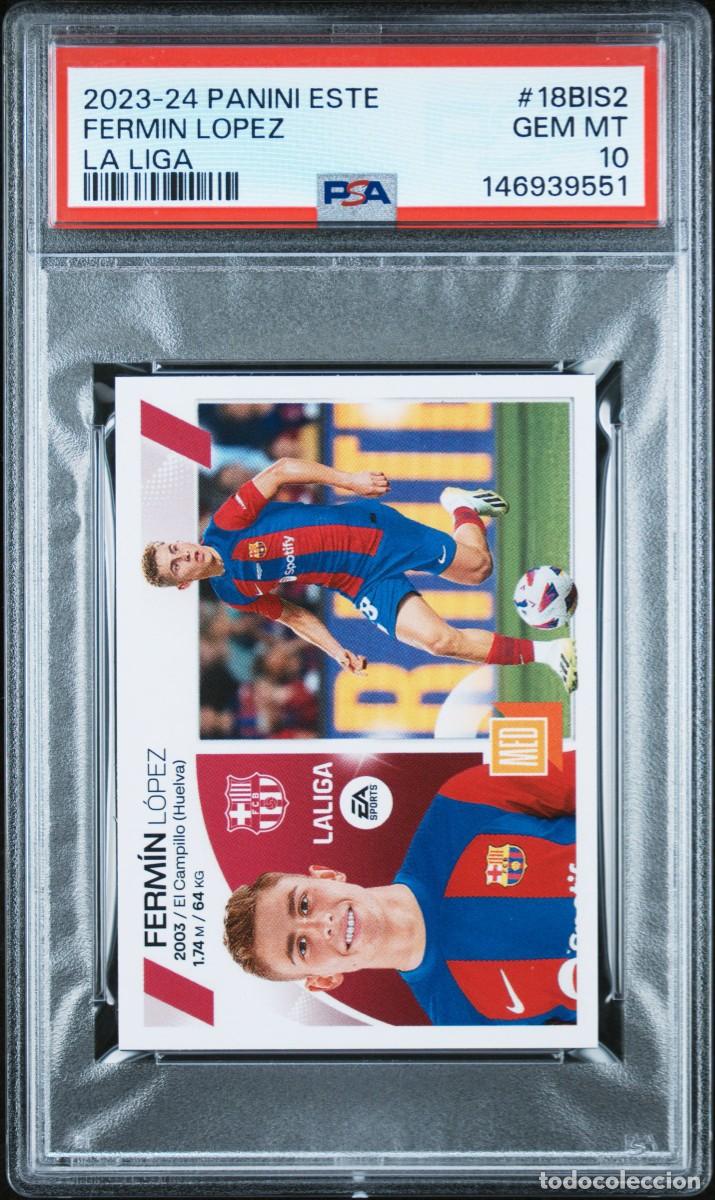Cromos de F&uacute;tbol: Rookie Fermin Lopez #18BIS2 FC Barcelona Panini Liga Este 2023 2024 PSA 10