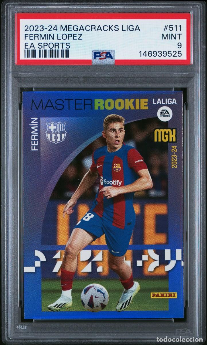 Cromos de F&uacute;tbol: Master Rookie Fermin Lopez #511 FC Barcelona Panini Megacracks 2023 24 PSA 9