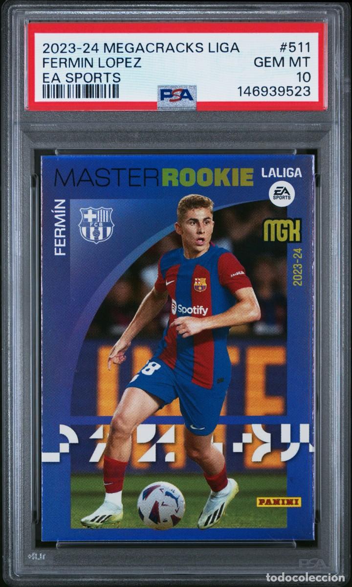 Cromos de F&uacute;tbol: Master Rookie Fermin Lopez #511 FC Barcelona Panini Megacracks 2023 24 PSA 10