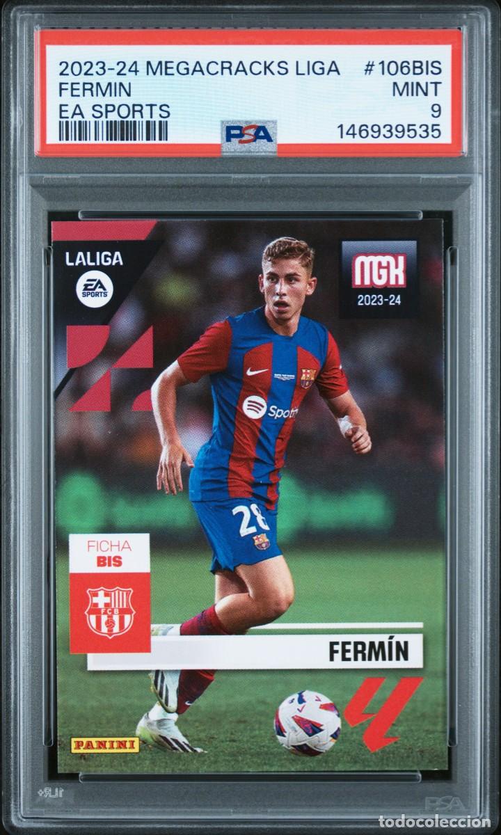 Cromos de F&uacute;tbol: Rookie Fermin Lopez #106BIS FC Barcelona Panini Megacracks 2023 24 PSA 9