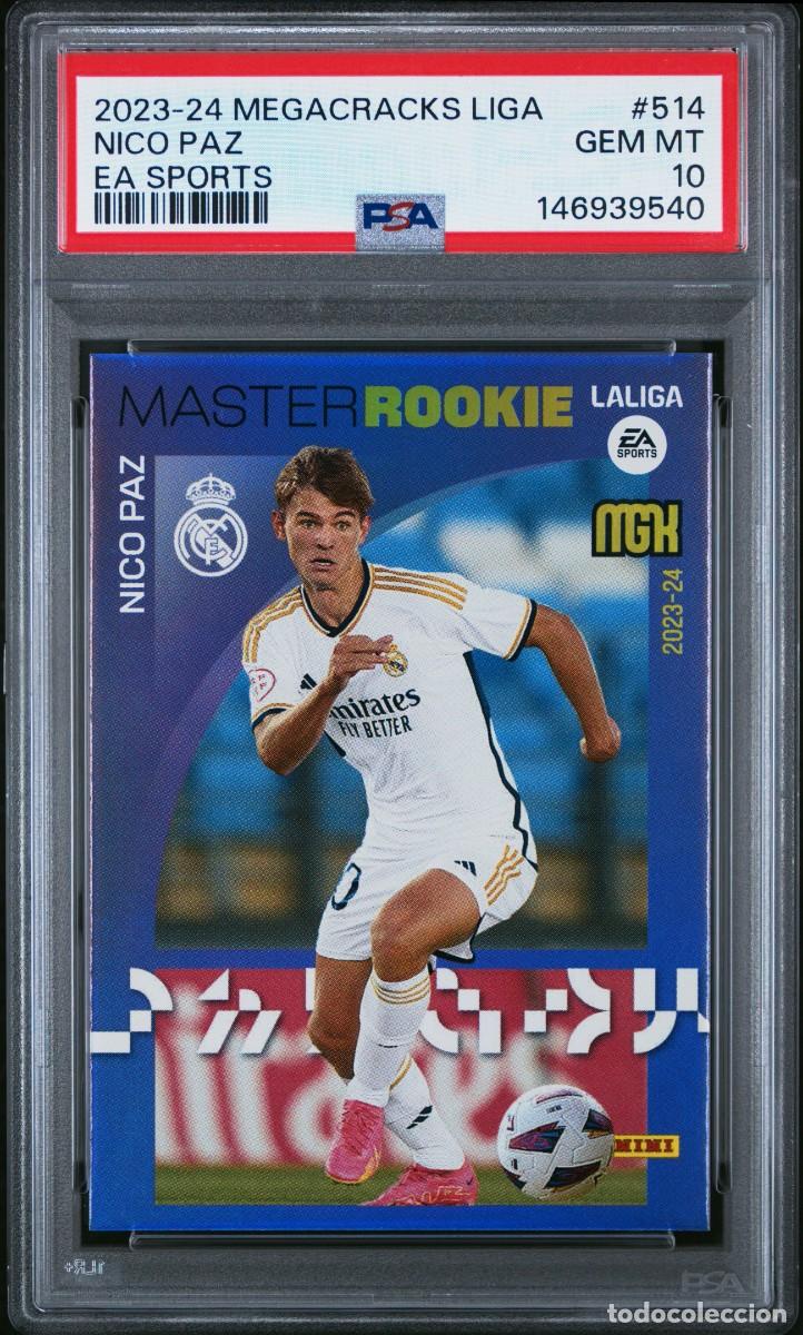 Cromos de F&uacute;tbol: Master Rookie Nico Paz #514 Real Madrid Panini Megacracks 2023 2024 PSA 10