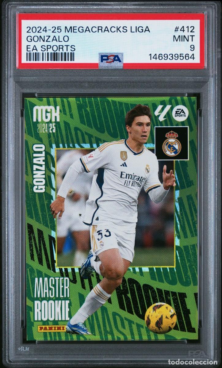 Cromos de F&uacute;tbol: Master Rookie Gonzalo #412 Real Madrid Panini Megacracks 2024 2025 PSA 9