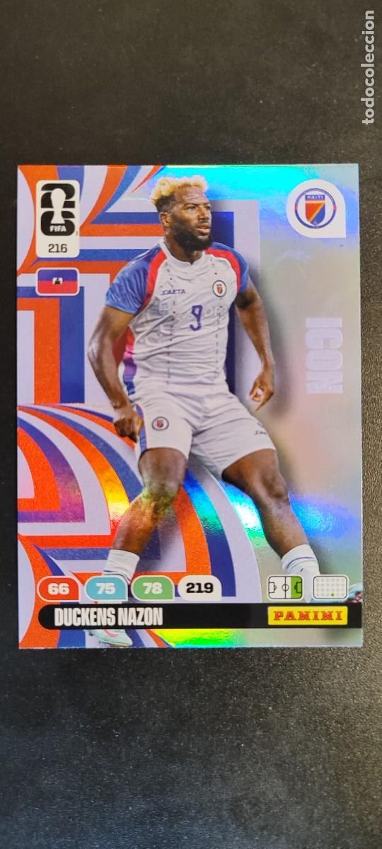 Cromos de F&uacute;tbol: ADRENALYN XL FIFA WORLD CUP 2026 CARD ICON NAZON HAITI # 216 PANINI