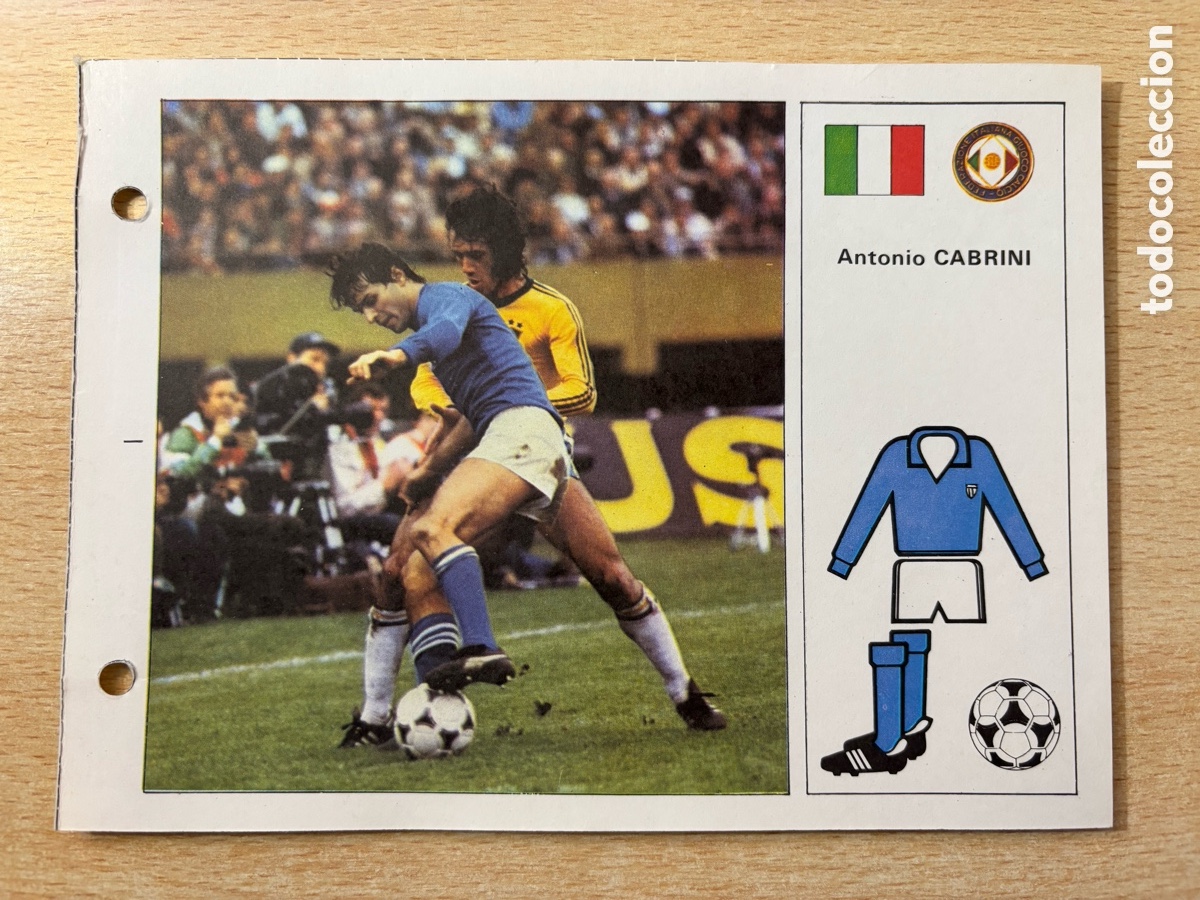 Fu&szlig;ball-Sticker: # 93 Antonio Cabrini Italia Las Estrellas del Mundial 82 mide 18x14 cm