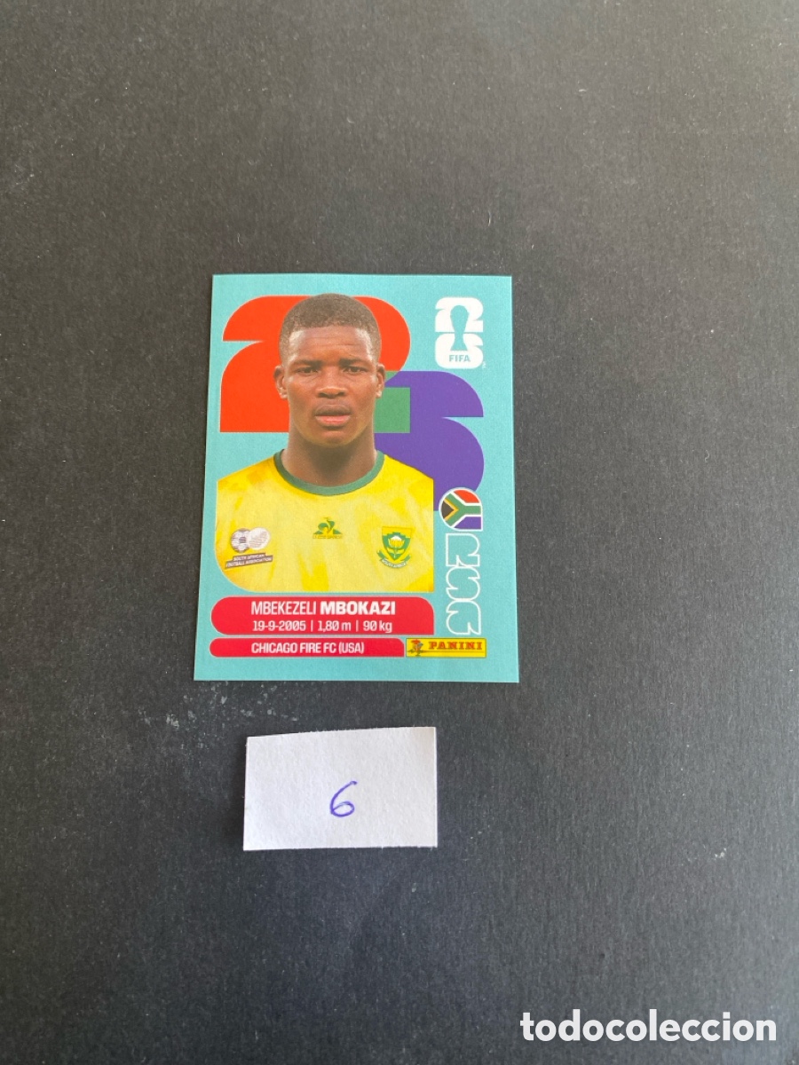 Cromos de F&uacute;tbol: Cromo Sud&aacute;frica Mundial 26 N* 6 nuevo