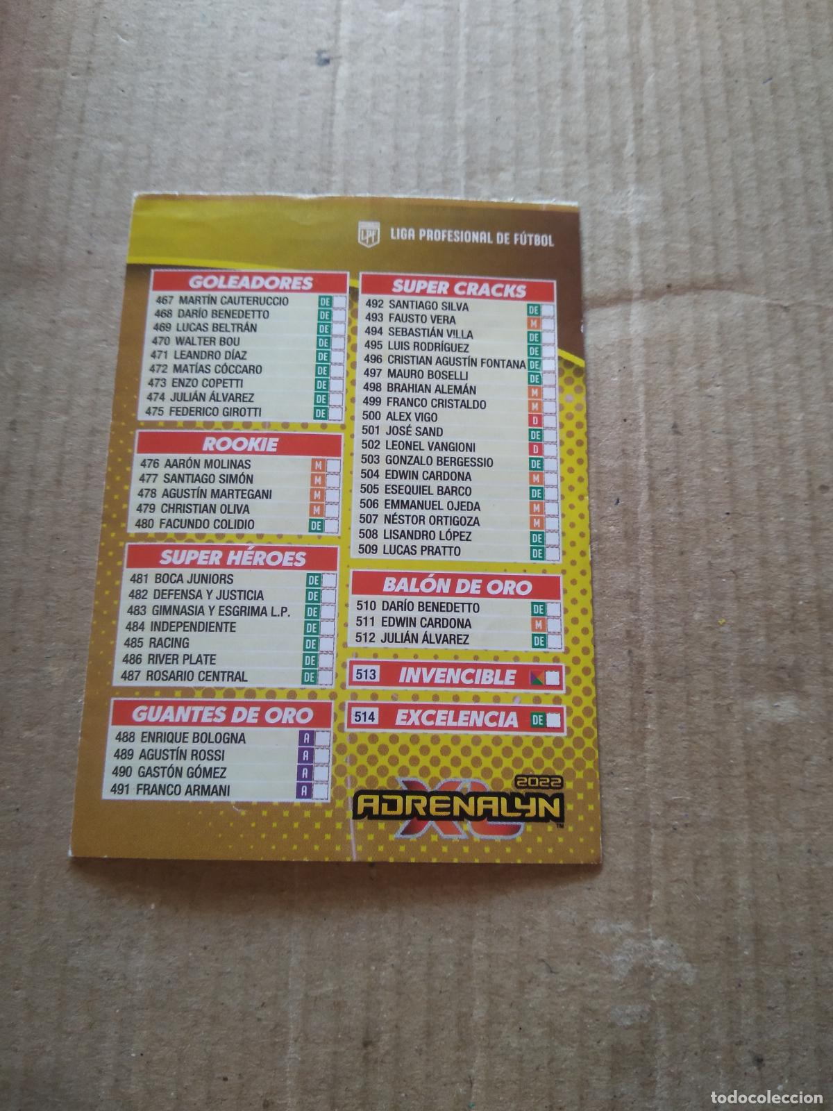 Cromos de F&uacute;tbol: CHECK-LIST INDICE CROMO FUTBOL ARGENTINO PANINI ARGENTINA 2021-2022 ADRENALYN