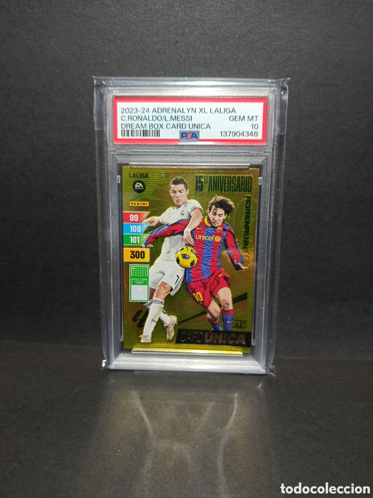 Figurine di Calcio: CARD UNICA CRISTIANO RONALDO MESSI PSA 10