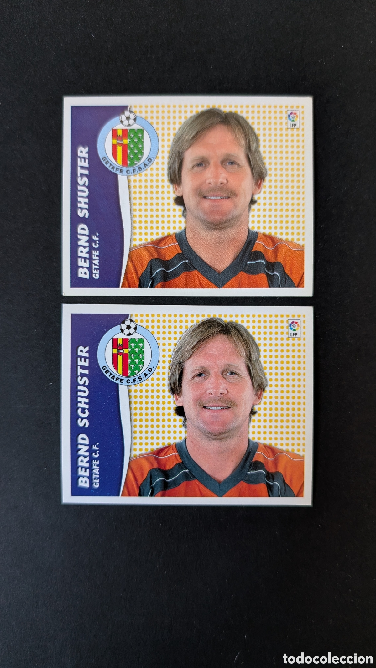 Cromos de F&uacute;tbol: SHUSTER SCHUSTER ENTRENADOR GETAFE LAS DOS VERSIONES ERROR LIGA ESTE 2006/07 06 07 NUNCA PEGADO