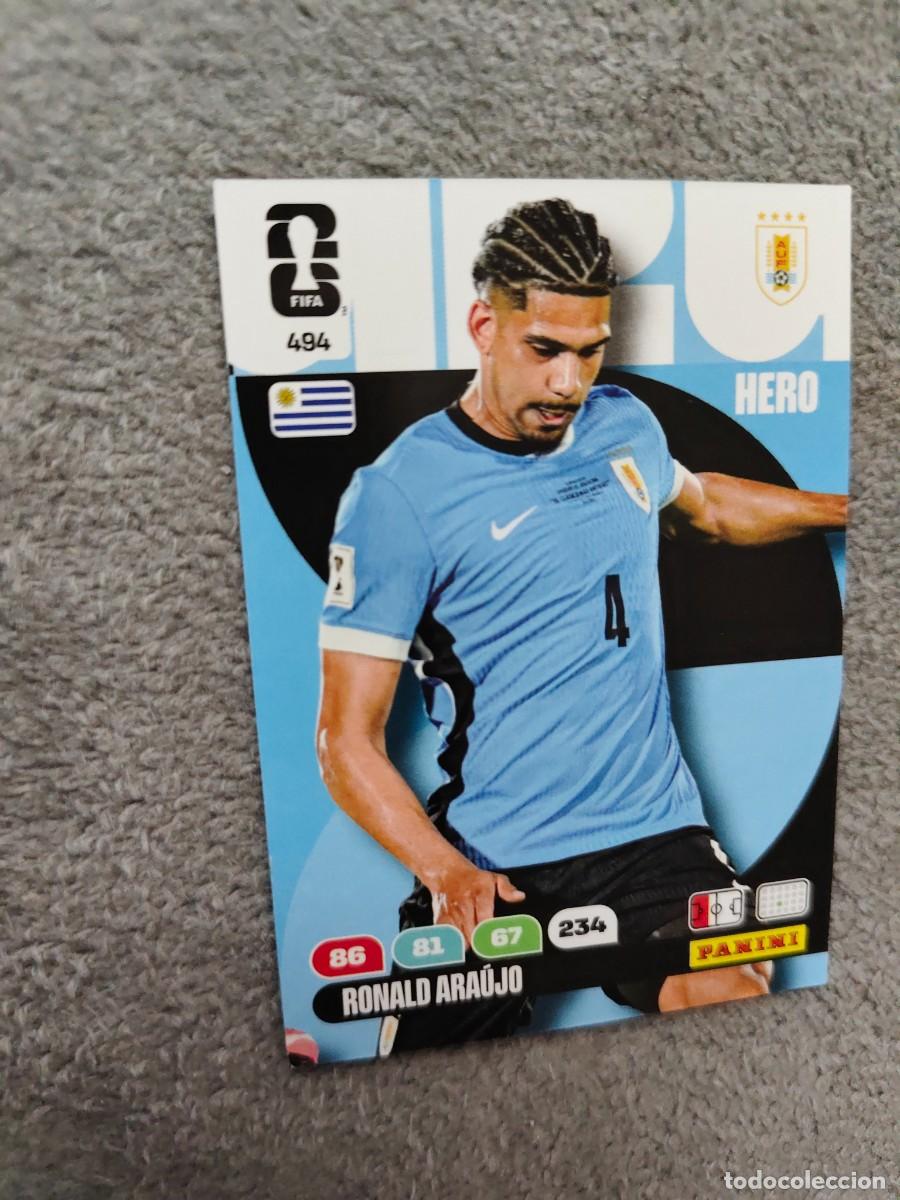 Cromos de F&uacute;tbol: 494 WORLD CUP 2026 RONALD ARA&Uacute;JO URUGUAY HERO ADRENALYN MUNDIAL PANINI 26
