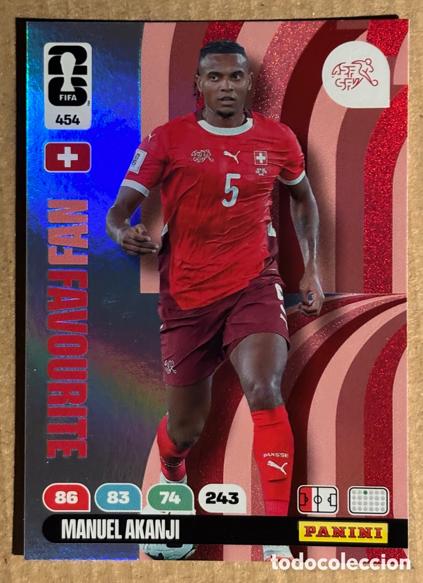 Cromos de F&uacute;tbol: MANUEL AKANJI (SUIZA). CARTA FAN FAVOURITE PANINI ADRENALYN XL FIFA WORLD CUP 2026. #454.