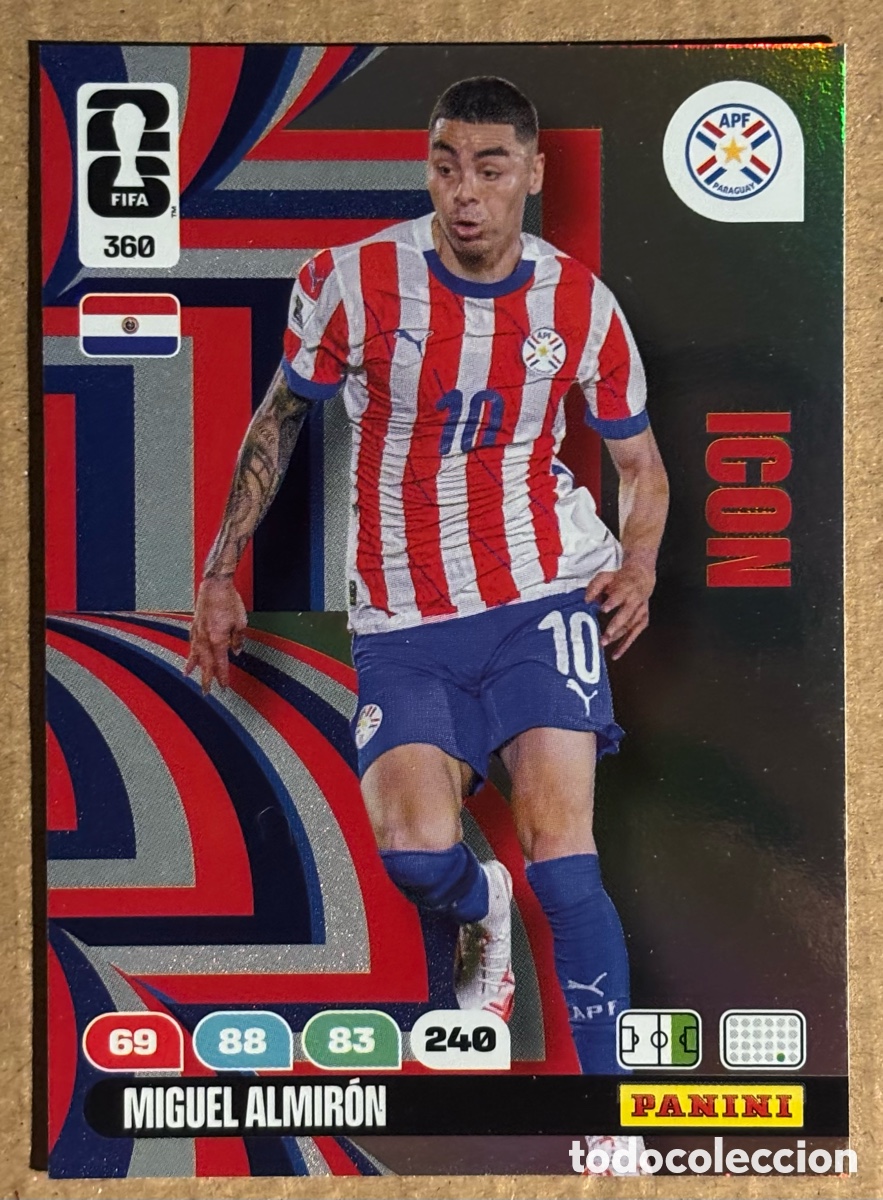 Cromos de F&uacute;tbol: MIGUEL ALMIR&Oacute;N (PARAGUAY). CARTA ICON PANINI ADRENALYN XL FIFA WORLD CUP 2026. #360.