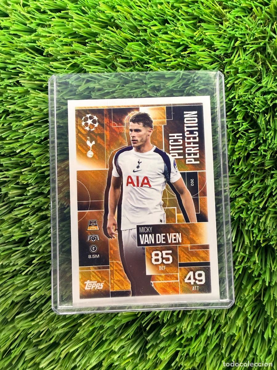 Cromos de F&uacute;tbol: N&ordm; 202 Micky Van de Ven Pitch Perfection Tottenham Hotspur Match Attax Extra 25 26
