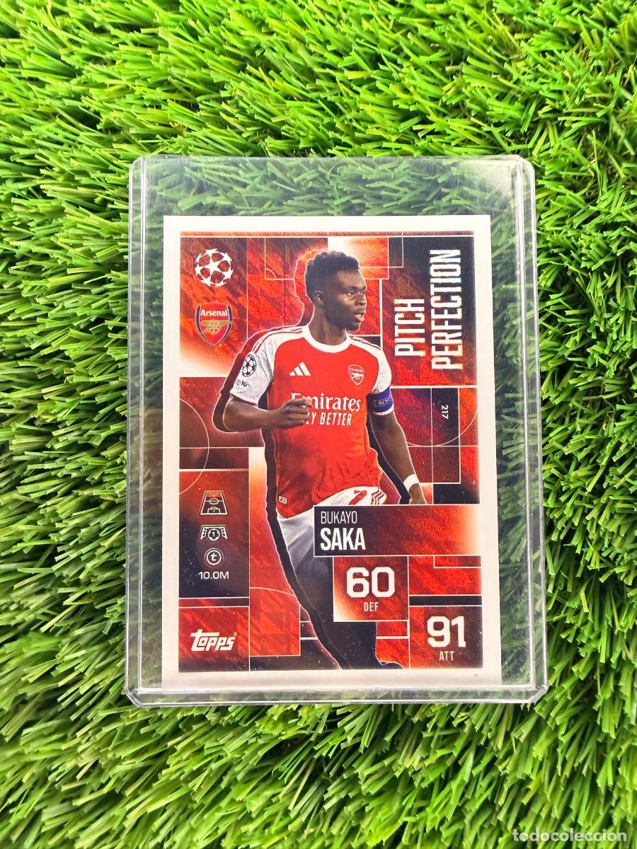 Cromos de F&uacute;tbol: N&ordm; 217 Bukayo Saka Pitch Perfection Arsenal Match Attax Extra 25 26