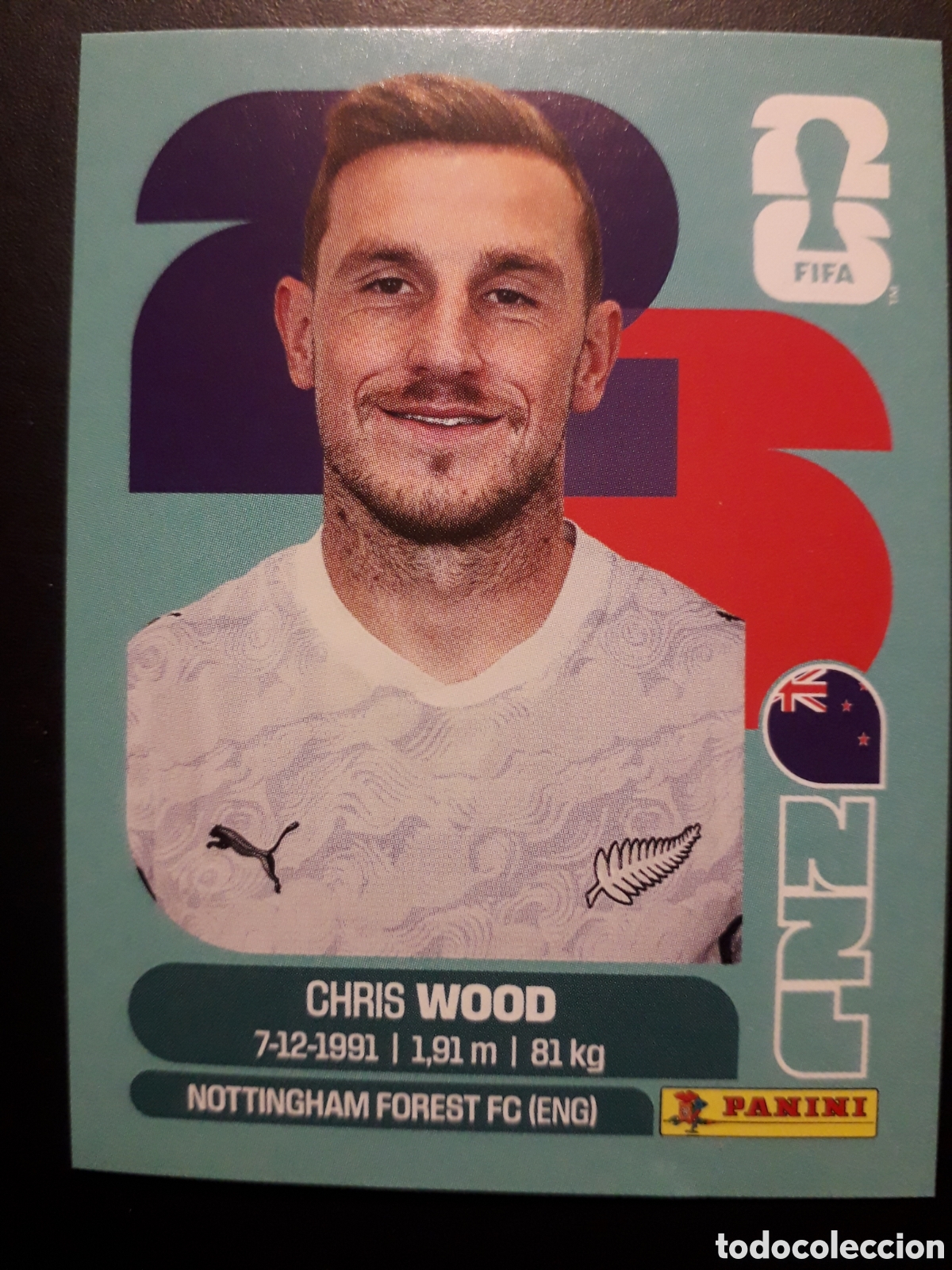 Cromos de F&uacute;tbol: WOOD NUEVA ZELANDA NZL 17 MUNDIAL F&Uacute;TBOL 2026 FIFA WORLD CUP PANINI SIN PEGAR PEDIDO M&Iacute;NIMO 3&euro;