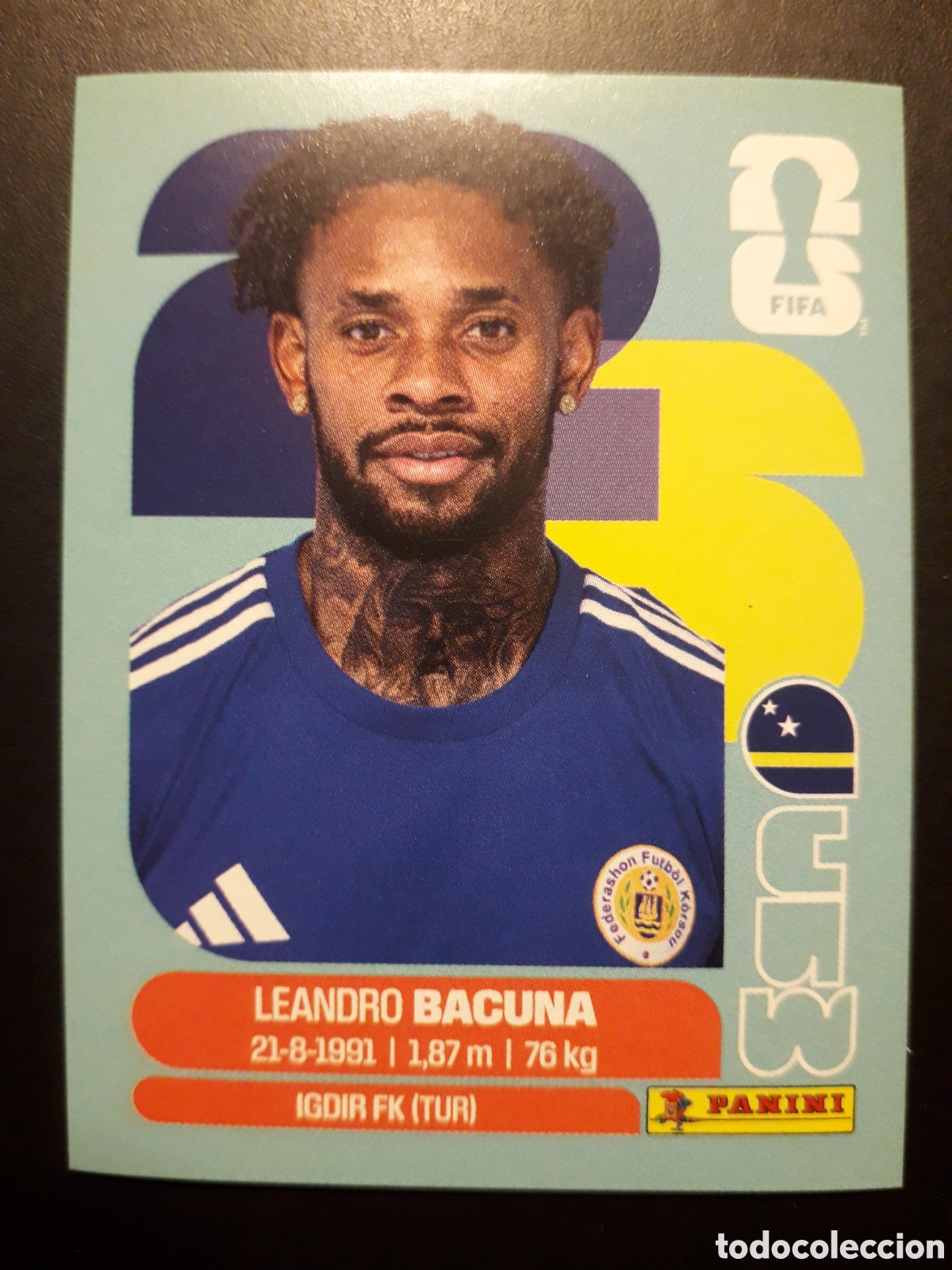 Cromos de F&uacute;tbol: LEANDRO BACUNA CURA&Ccedil;AO CUW 12 MUNDIAL F&Uacute;TBOL 2026 FIFA WORLD CUP PANINI SIN PEGAR PEDIDO M&Iacute;NIMO 3&euro;.