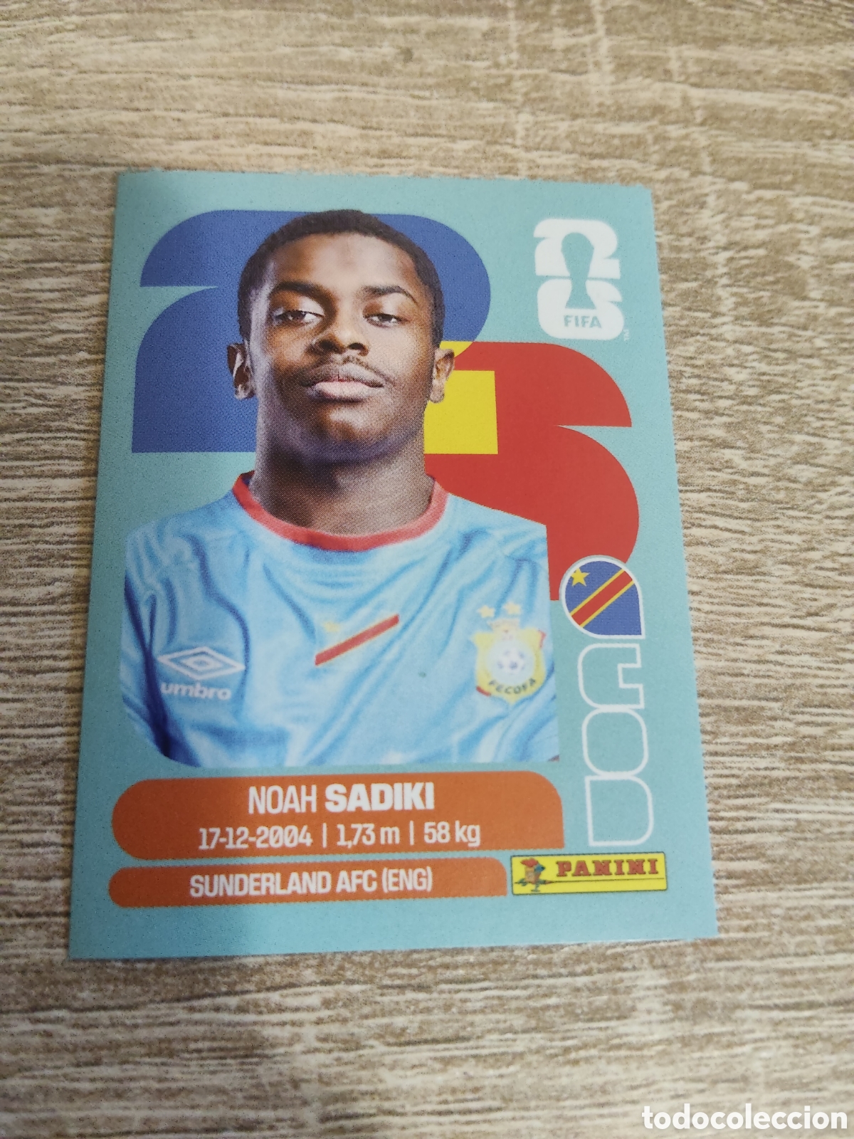 Cromos de F&uacute;tbol: Panini mundial 2026 COD 12 Noah Sadiki Congo